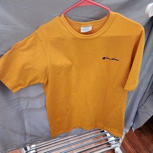 Vintage Champion Shirt Men Medium Yellow Classic Short Sleeve Crewneck